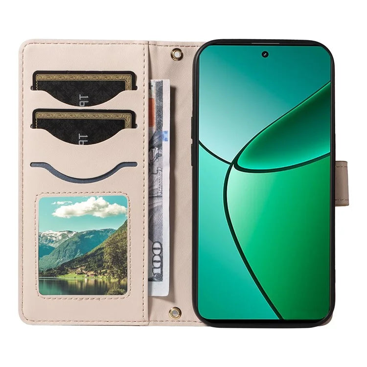 For Realme Narzo 70 5G / Narzo 70 Pro 5G / P1 5G / 12 4G / 12+ 5G Case Wallet Rhombus Leather Phone Cover with Shoulder Strap, Wrist Strap