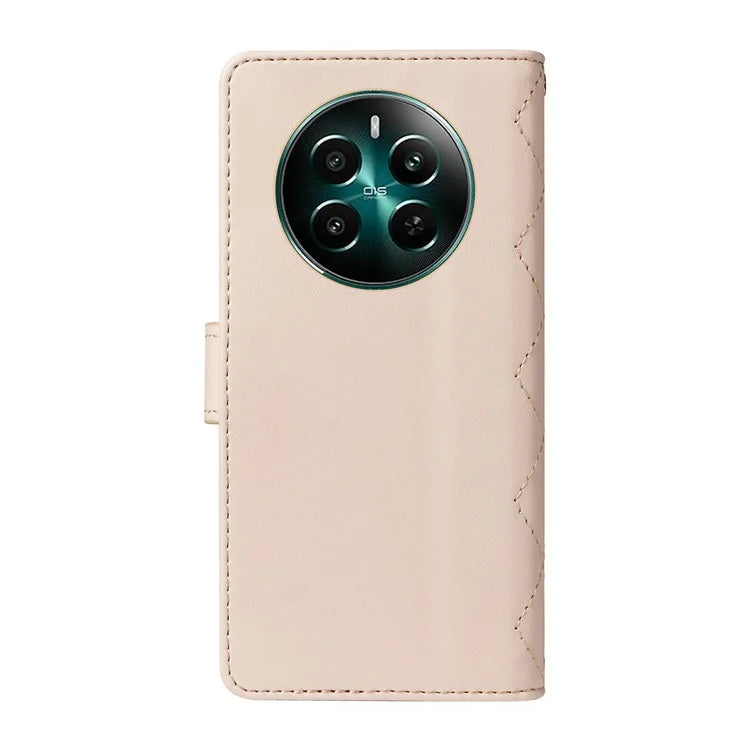 For Realme Narzo 70 5G / Narzo 70 Pro 5G / P1 5G / 12 4G / 12+ 5G Case Wallet Rhombus Leather Phone Cover with Shoulder Strap, Wrist Strap