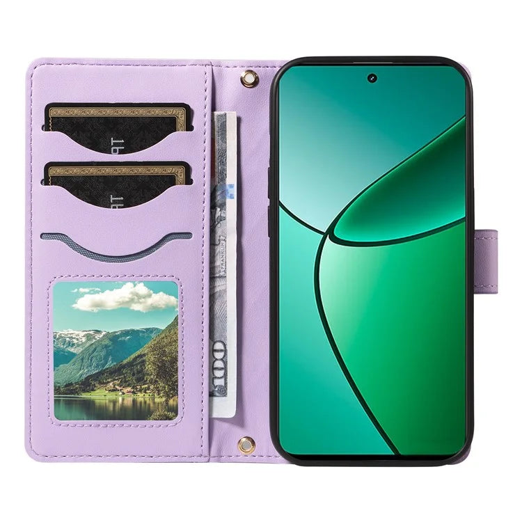 For Realme Narzo 70 5G / Narzo 70 Pro 5G / P1 5G / 12 4G / 12+ 5G Case Wallet Rhombus Leather Phone Cover with Shoulder Strap, Wrist Strap