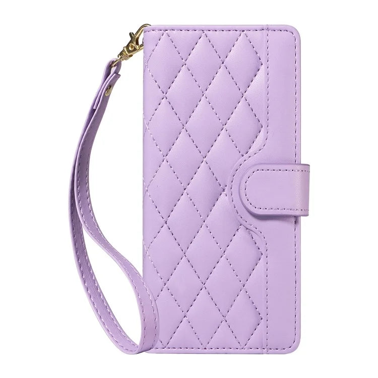 For Realme Narzo 70 5G / Narzo 70 Pro 5G / P1 5G / 12 4G / 12+ 5G Case Wallet Rhombus Leather Phone Cover with Shoulder Strap, Wrist Strap