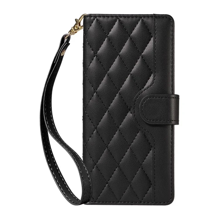 For Realme Narzo 70 5G / Narzo 70 Pro 5G / P1 5G / 12 4G / 12+ 5G Case Wallet Rhombus Leather Phone Cover with Shoulder Strap, Wrist Strap