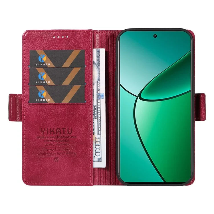 YIKATU YK-007 For Realme Narzo 70 5G / Narzo 70 Pro 5G / P1 5G / 12 4G / 12+ 5G Case Side Buckle PU Leather Phone Cover Litchi Texture