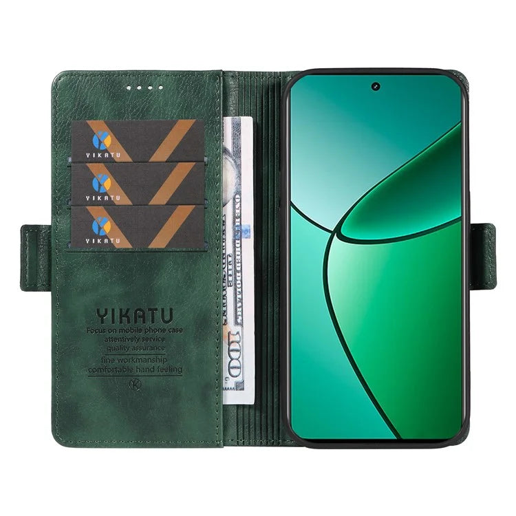 YIKATU YK-007 For Realme Narzo 70 5G / Narzo 70 Pro 5G / P1 5G / 12 4G / 12+ 5G Case Side Buckle PU Leather Phone Cover Litchi Texture