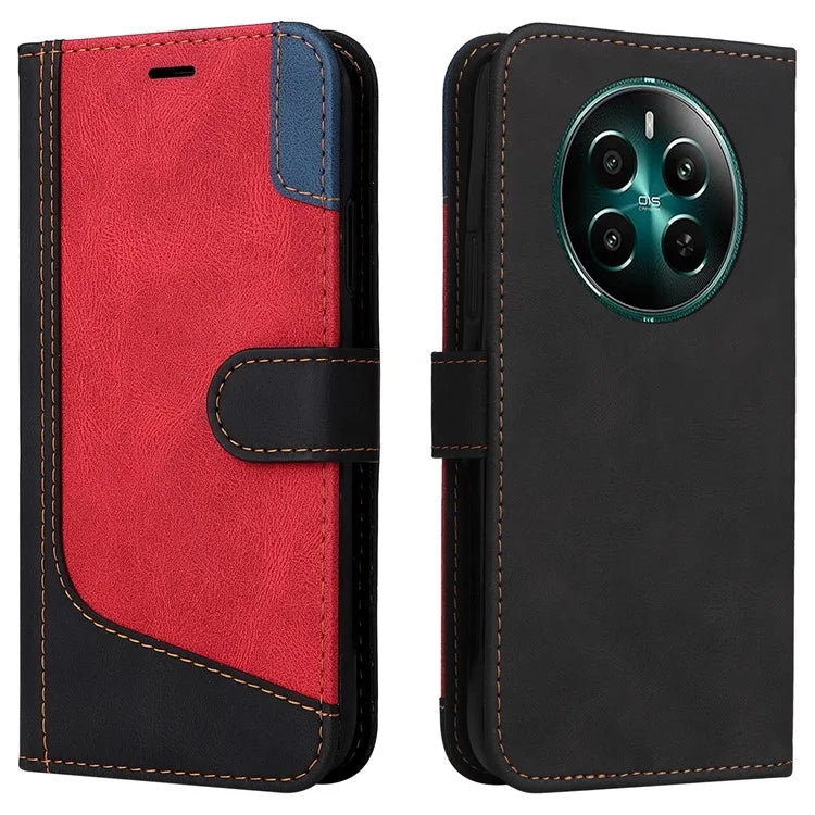 For Realme Narzo 70 5G / Narzo 70 Pro 5G / P1 5G / 12 4G / 12+ 5G Case Flip Wallet Leather Phone Cover 3 Color Splicing