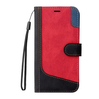 For Realme Narzo 70 5G / Narzo 70 Pro 5G / P1 5G / 12 4G / 12+ 5G Case Flip Wallet Leather Phone Cover 3 Color Splicing