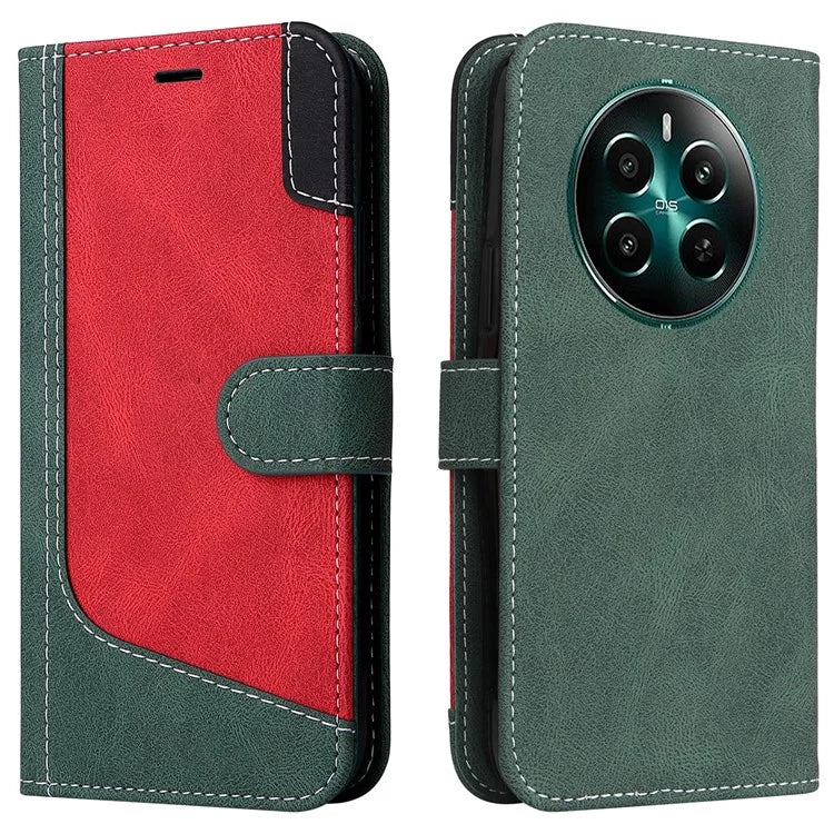 For Realme Narzo 70 5G / Narzo 70 Pro 5G / P1 5G / 12 4G / 12+ 5G Case Flip Wallet Leather Phone Cover 3 Color Splicing