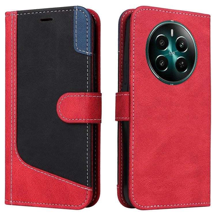 For Realme Narzo 70 5G / Narzo 70 Pro 5G / P1 5G / 12 4G / 12+ 5G Case Flip Wallet Leather Phone Cover 3 Color Splicing