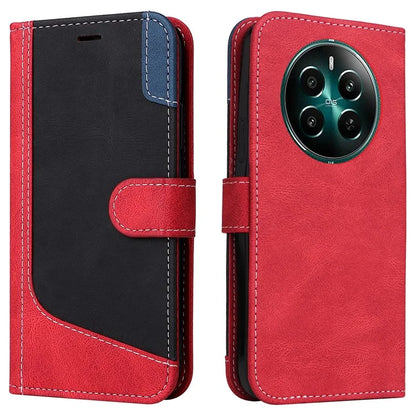 For Realme Narzo 70 5G / Narzo 70 Pro 5G / P1 5G / 12 4G / 12+ 5G Case Flip Wallet Leather Phone Cover 3 Color Splicing
