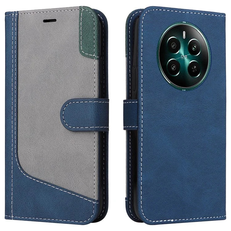 For Realme Narzo 70 5G / Narzo 70 Pro 5G / P1 5G / 12 4G / 12+ 5G Case Flip Wallet Leather Phone Cover 3 Color Splicing