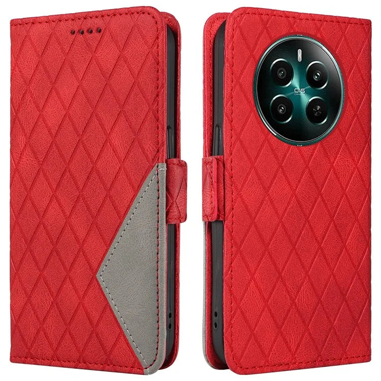 For Realme Narzo 70 5G / Narzo 70 Pro 5G / P1 5G / 12 4G / 12+ 5G Case Rhombus PU Leather Flip Wallet Phone Cover