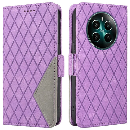 For Realme Narzo 70 5G / Narzo 70 Pro 5G / P1 5G / 12 4G / 12+ 5G Case Rhombus PU Leather Flip Wallet Phone Cover