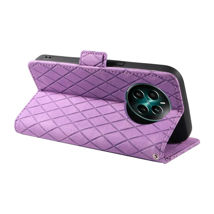 For Realme Narzo 70 5G / Narzo 70 Pro 5G / P1 5G / 12 4G / 12+ 5G Case Rhombus PU Leather Flip Wallet Phone Cover