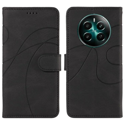 For Realme Narzo 70 5G / Narzo 70 Pro 5G / P1 5G / 12 4G / 12+ 5G Case Stand Wallet Leather Phone Cover Curved Line Wrist Strap