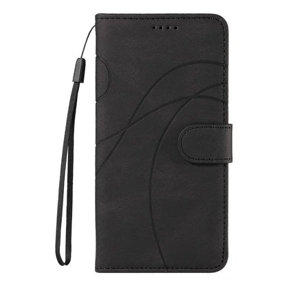 For Realme Narzo 70 5G / Narzo 70 Pro 5G / P1 5G / 12 4G / 12+ 5G Case Stand Wallet Leather Phone Cover Curved Line Wrist Strap
