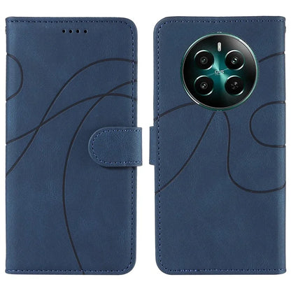 For Realme Narzo 70 5G / Narzo 70 Pro 5G / P1 5G / 12 4G / 12+ 5G Case Stand Wallet Leather Phone Cover Curved Line Wrist Strap