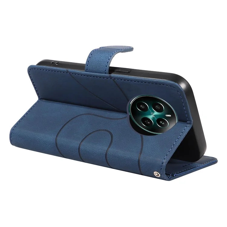 For Realme Narzo 70 5G / Narzo 70 Pro 5G / P1 5G / 12 4G / 12+ 5G Case Stand Wallet Leather Phone Cover Curved Line Wrist Strap