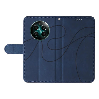 For Realme Narzo 70 5G / Narzo 70 Pro 5G / P1 5G / 12 4G / 12+ 5G Case Stand Wallet Leather Phone Cover Curved Line Wrist Strap