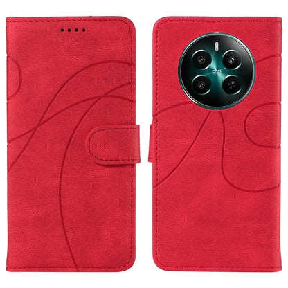 For Realme Narzo 70 5G / Narzo 70 Pro 5G / P1 5G / 12 4G / 12+ 5G Case Stand Wallet Leather Phone Cover Curved Line Wrist Strap