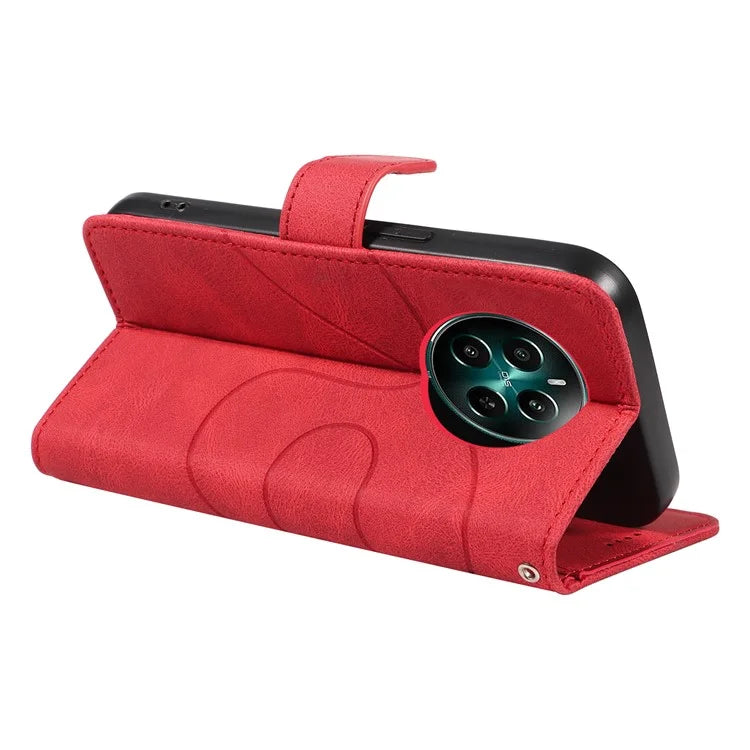 For Realme Narzo 70 5G / Narzo 70 Pro 5G / P1 5G / 12 4G / 12+ 5G Case Stand Wallet Leather Phone Cover Curved Line Wrist Strap