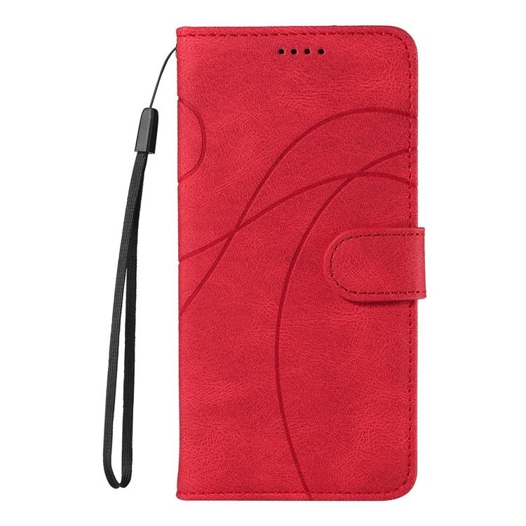 For Realme Narzo 70 5G / Narzo 70 Pro 5G / P1 5G / 12 4G / 12+ 5G Case Stand Wallet Leather Phone Cover Curved Line Wrist Strap