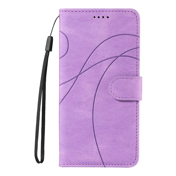 For Realme Narzo 70 5G / Narzo 70 Pro 5G / P1 5G / 12 4G / 12+ 5G Case Stand Wallet Leather Phone Cover Curved Line Wrist Strap
