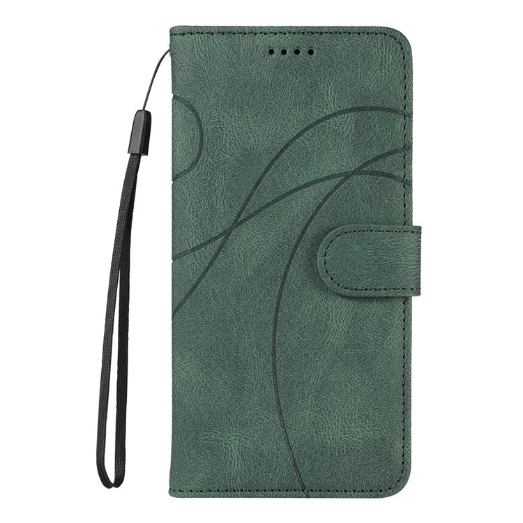 For Realme Narzo 70 5G / Narzo 70 Pro 5G / P1 5G / 12 4G / 12+ 5G Case Stand Wallet Leather Phone Cover Curved Line Wrist Strap