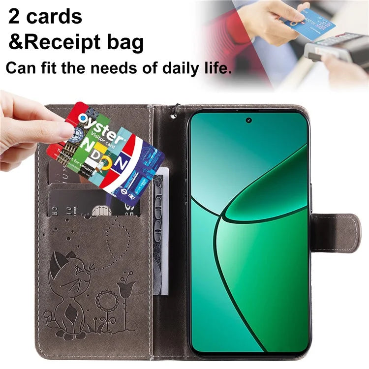 KT Imprinting Flower Series-4 For Realme Narzo 70 5G / Narzo 70 Pro 5G / P1 5G / 12 4G / 12+ 5G Case Cat Bee Pattern Leather Phone Cover