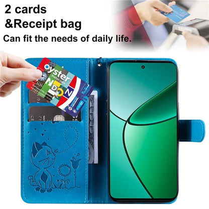 KT Imprinting Flower Series-4 For Realme Narzo 70 5G / Narzo 70 Pro 5G / P1 5G / 12 4G / 12+ 5G Case Cat Bee Pattern Leather Phone Cover