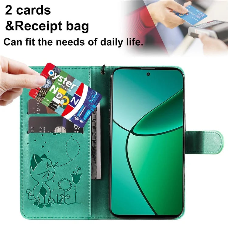 KT Imprinting Flower Series-4 For Realme Narzo 70 5G / Narzo 70 Pro 5G / P1 5G / 12 4G / 12+ 5G Case Cat Bee Pattern Leather Phone Cover
