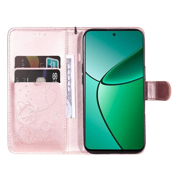 KT Imprinting Flower Series-4 For Realme Narzo 70 5G / Narzo 70 Pro 5G / P1 5G / 12 4G / 12+ 5G Case Cat Bee Pattern Leather Phone Cover