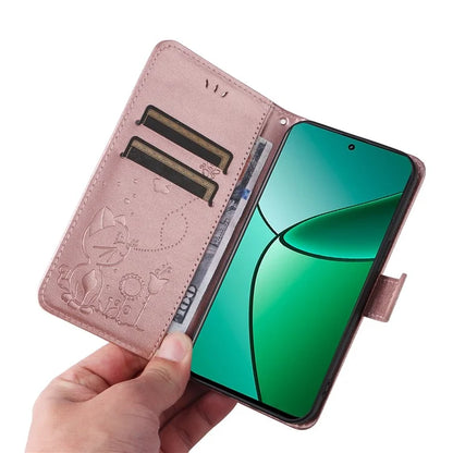 KT Imprinting Flower Series-4 For Realme Narzo 70 5G / Narzo 70 Pro 5G / P1 5G / 12 4G / 12+ 5G Case Cat Bee Pattern Leather Phone Cover