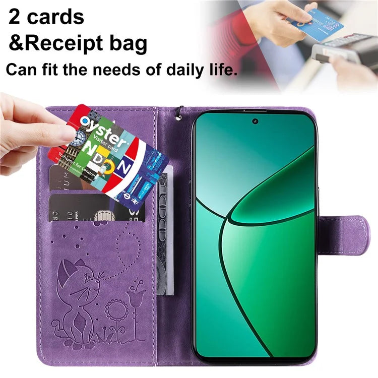 KT Imprinting Flower Series-4 For Realme Narzo 70 5G / Narzo 70 Pro 5G / P1 5G / 12 4G / 12+ 5G Case Cat Bee Pattern Leather Phone Cover