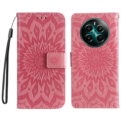 KT Imprinting Flower Series-1 For Realme Narzo 70 5G / Narzo 70 Pro 5G / P1 5G / 12 4G / 12+ 5G Case Sunflower Leather Wallet Phone Cover