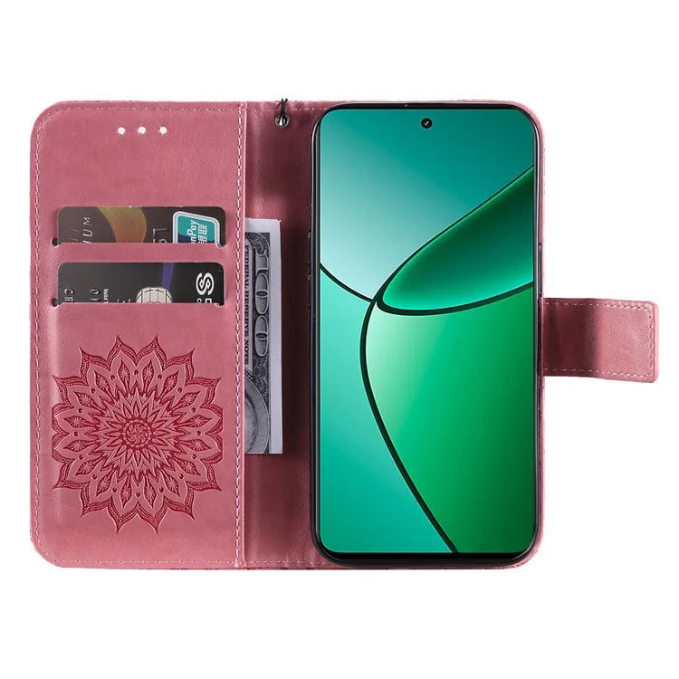 KT Imprinting Flower Series-1 For Realme Narzo 70 5G / Narzo 70 Pro 5G / P1 5G / 12 4G / 12+ 5G Case Sunflower Leather Wallet Phone Cover