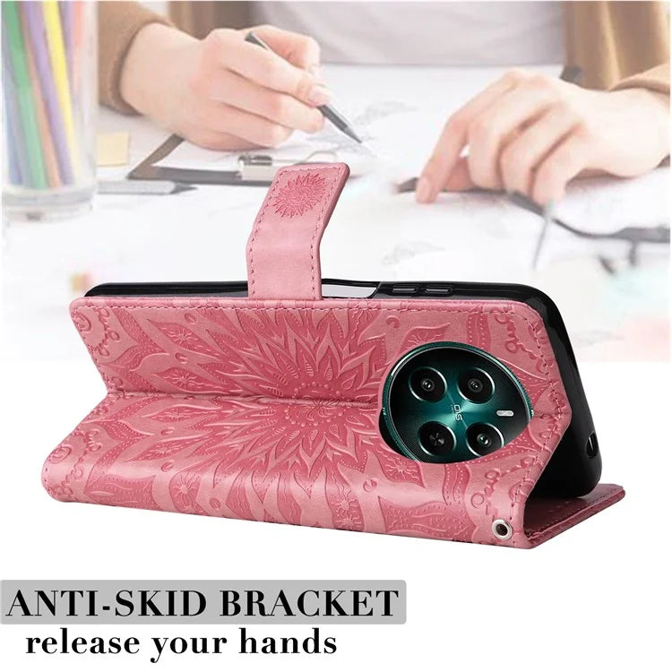 KT Imprinting Flower Series-1 For Realme Narzo 70 5G / Narzo 70 Pro 5G / P1 5G / 12 4G / 12+ 5G Case Sunflower Leather Wallet Phone Cover