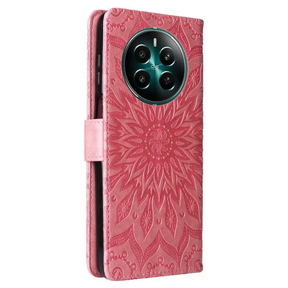 KT Imprinting Flower Series-1 For Realme Narzo 70 5G / Narzo 70 Pro 5G / P1 5G / 12 4G / 12+ 5G Case Sunflower Leather Wallet Phone Cover