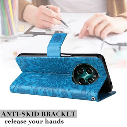 KT Imprinting Flower Series-1 For Realme Narzo 70 5G / Narzo 70 Pro 5G / P1 5G / 12 4G / 12+ 5G Case Sunflower Leather Wallet Phone Cover