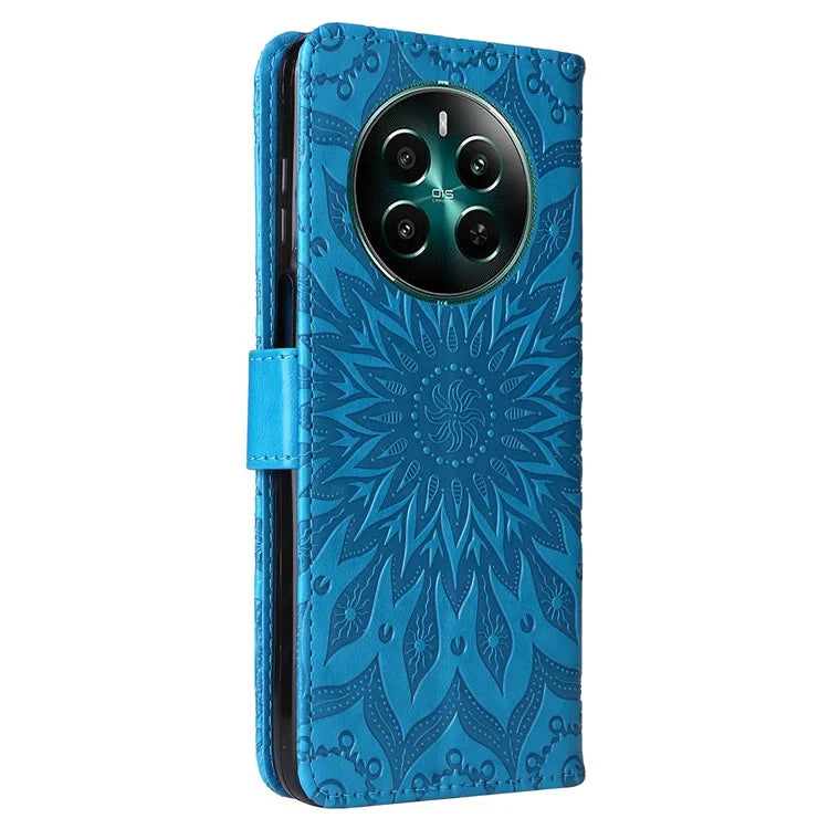 KT Imprinting Flower Series-1 For Realme Narzo 70 5G / Narzo 70 Pro 5G / P1 5G / 12 4G / 12+ 5G Case Sunflower Leather Wallet Phone Cover