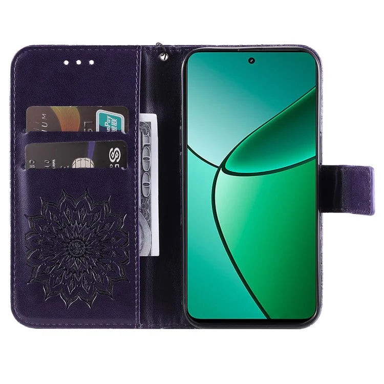 KT Imprinting Flower Series-1 For Realme Narzo 70 5G / Narzo 70 Pro 5G / P1 5G / 12 4G / 12+ 5G Case Sunflower Leather Wallet Phone Cover