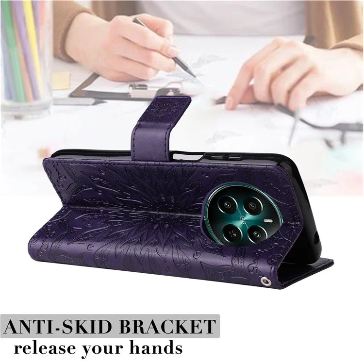 KT Imprinting Flower Series-1 For Realme Narzo 70 5G / Narzo 70 Pro 5G / P1 5G / 12 4G / 12+ 5G Case Sunflower Leather Wallet Phone Cover