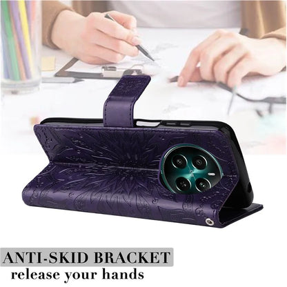 KT Imprinting Flower Series-1 For Realme Narzo 70 5G / Narzo 70 Pro 5G / P1 5G / 12 4G / 12+ 5G Case Sunflower Leather Wallet Phone Cover