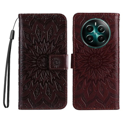 KT Imprinting Flower Series-1 For Realme Narzo 70 5G / Narzo 70 Pro 5G / P1 5G / 12 4G / 12+ 5G Case Sunflower Leather Wallet Phone Cover
