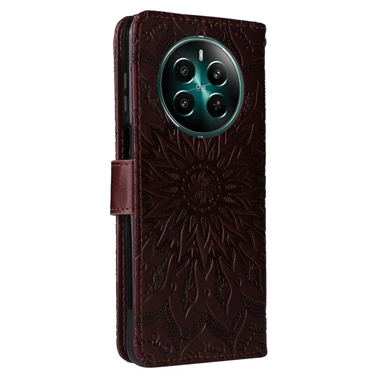 KT Imprinting Flower Series-1 For Realme Narzo 70 5G / Narzo 70 Pro 5G / P1 5G / 12 4G / 12+ 5G Case Sunflower Leather Wallet Phone Cover