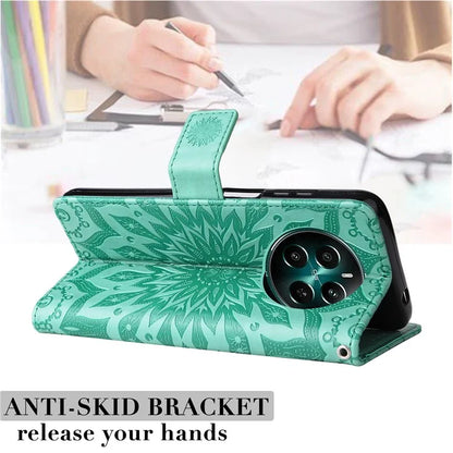 KT Imprinting Flower Series-1 For Realme Narzo 70 5G / Narzo 70 Pro 5G / P1 5G / 12 4G / 12+ 5G Case Sunflower Leather Wallet Phone Cover