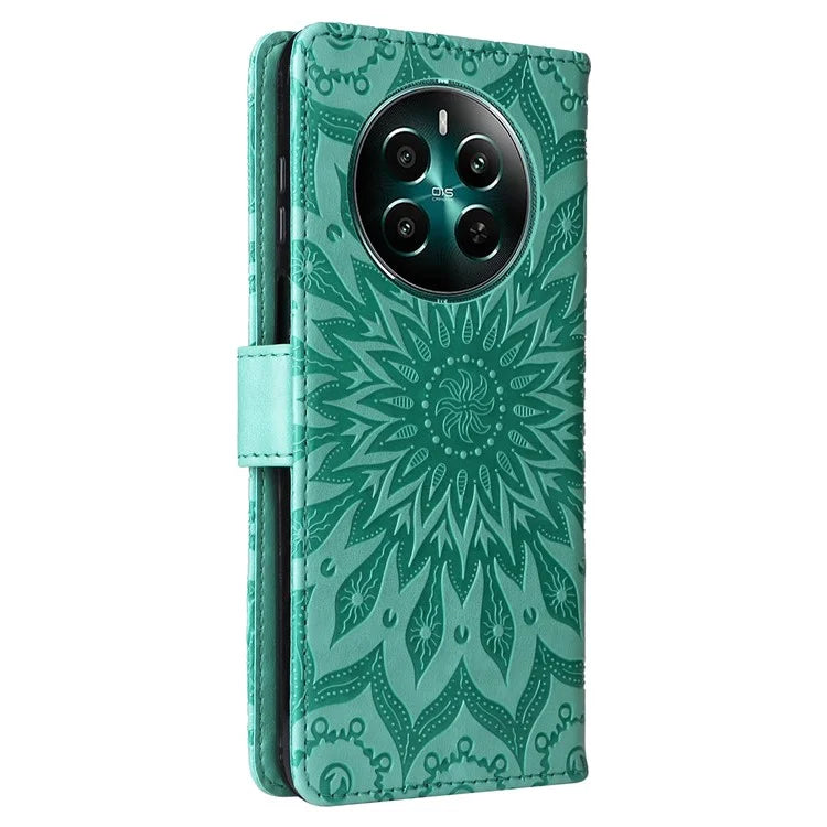 KT Imprinting Flower Series-1 For Realme Narzo 70 5G / Narzo 70 Pro 5G / P1 5G / 12 4G / 12+ 5G Case Sunflower Leather Wallet Phone Cover