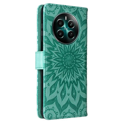 KT Imprinting Flower Series-1 For Realme Narzo 70 5G / Narzo 70 Pro 5G / P1 5G / 12 4G / 12+ 5G Case Sunflower Leather Wallet Phone Cover