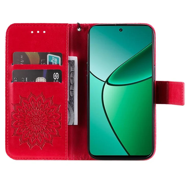 KT Imprinting Flower Series-1 For Realme Narzo 70 5G / Narzo 70 Pro 5G / P1 5G / 12 4G / 12+ 5G Case Sunflower Leather Wallet Phone Cover