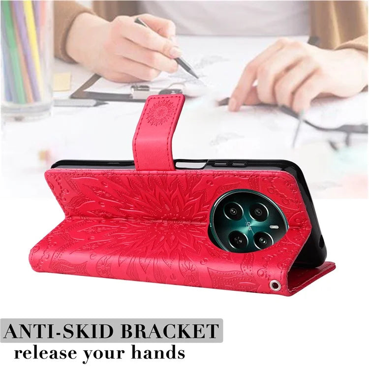 KT Imprinting Flower Series-1 For Realme Narzo 70 5G / Narzo 70 Pro 5G / P1 5G / 12 4G / 12+ 5G Case Sunflower Leather Wallet Phone Cover