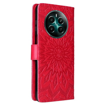 KT Imprinting Flower Series-1 For Realme Narzo 70 5G / Narzo 70 Pro 5G / P1 5G / 12 4G / 12+ 5G Case Sunflower Leather Wallet Phone Cover