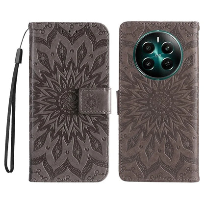 KT Imprinting Flower Series-1 For Realme Narzo 70 5G / Narzo 70 Pro 5G / P1 5G / 12 4G / 12+ 5G Case Sunflower Leather Wallet Phone Cover